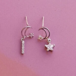 Arete Moon Star Plateado